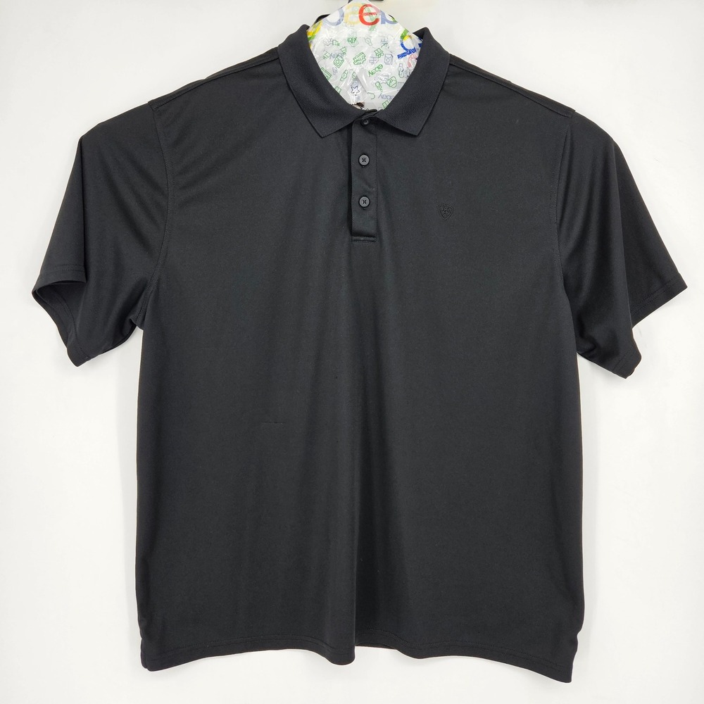 Ariat Tek Polo Shirt Mens XXL Performance Black‎ Short Sleeve Lightweight